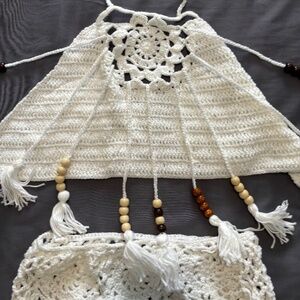 Crochet Halter Top Bikini with Beaded Tassels